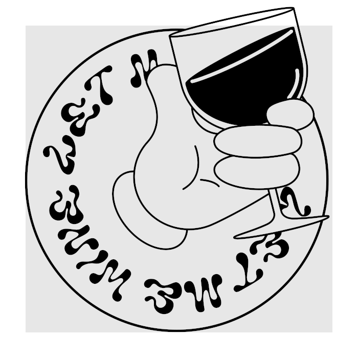 Let Me Wine neliössä logo viinilasilla